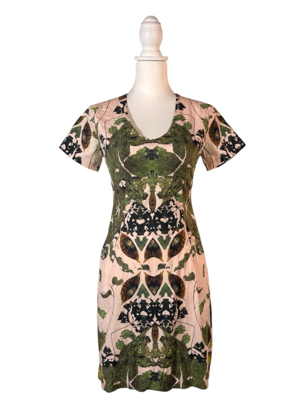 JNBY Botanical Dress Women's S Short‎ Sleeve V-Neck Artistic Nature Fairy Chic